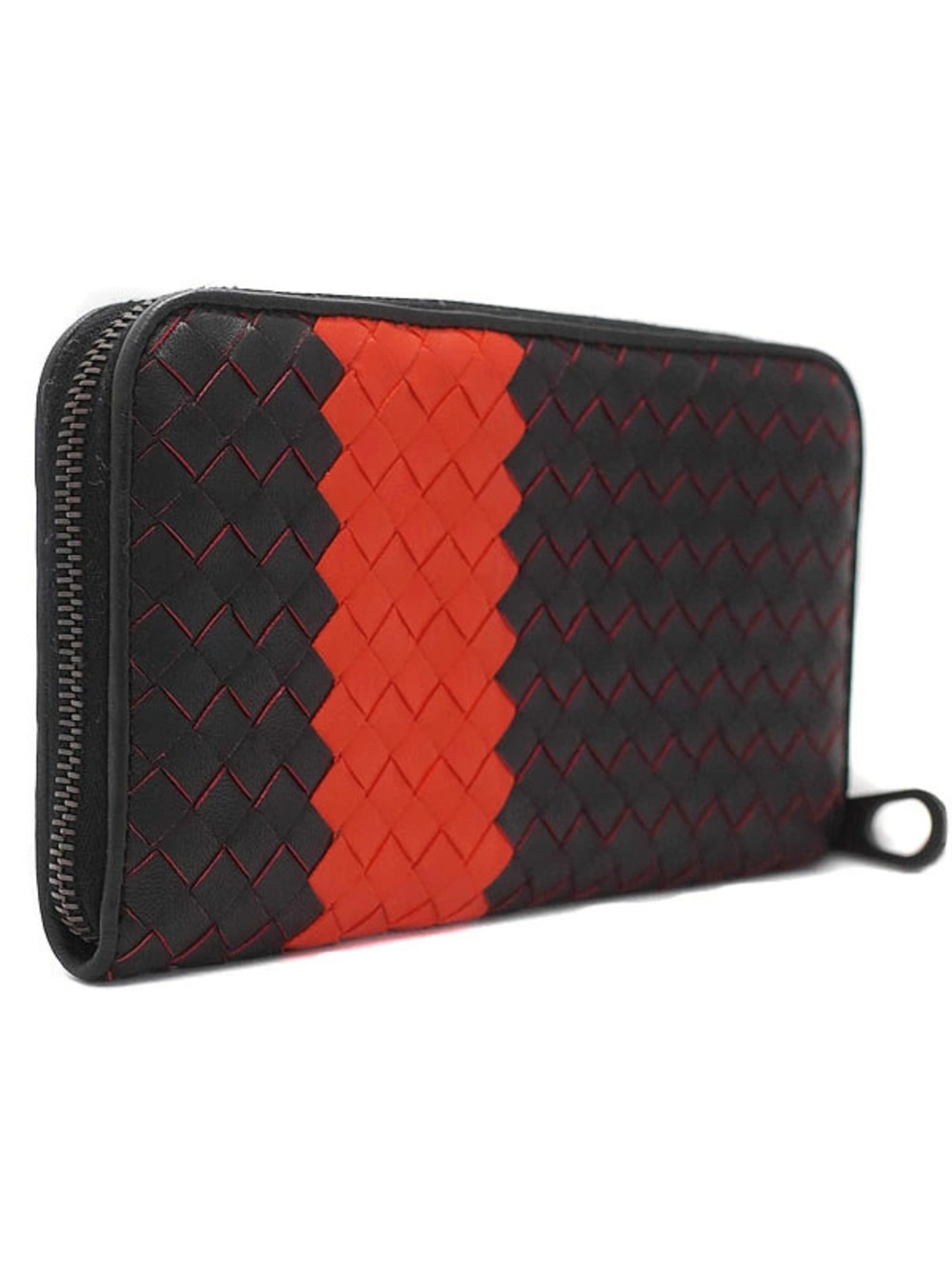 Bottega Veneta Intrecciato Zipper Round Long Wallet Black
